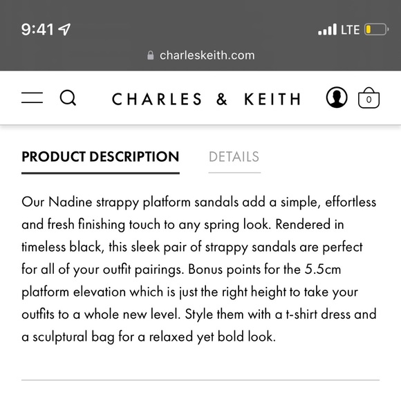 Brand New Charles & Keith Nadine Strappy Platform Black Sandals - Picture 5 of 5